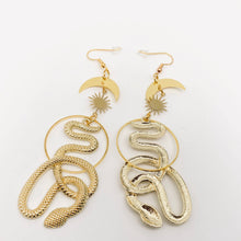Load image into Gallery viewer, Star Moon Snake Earrings